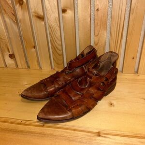 Free People Brown Woven Leather Sandals